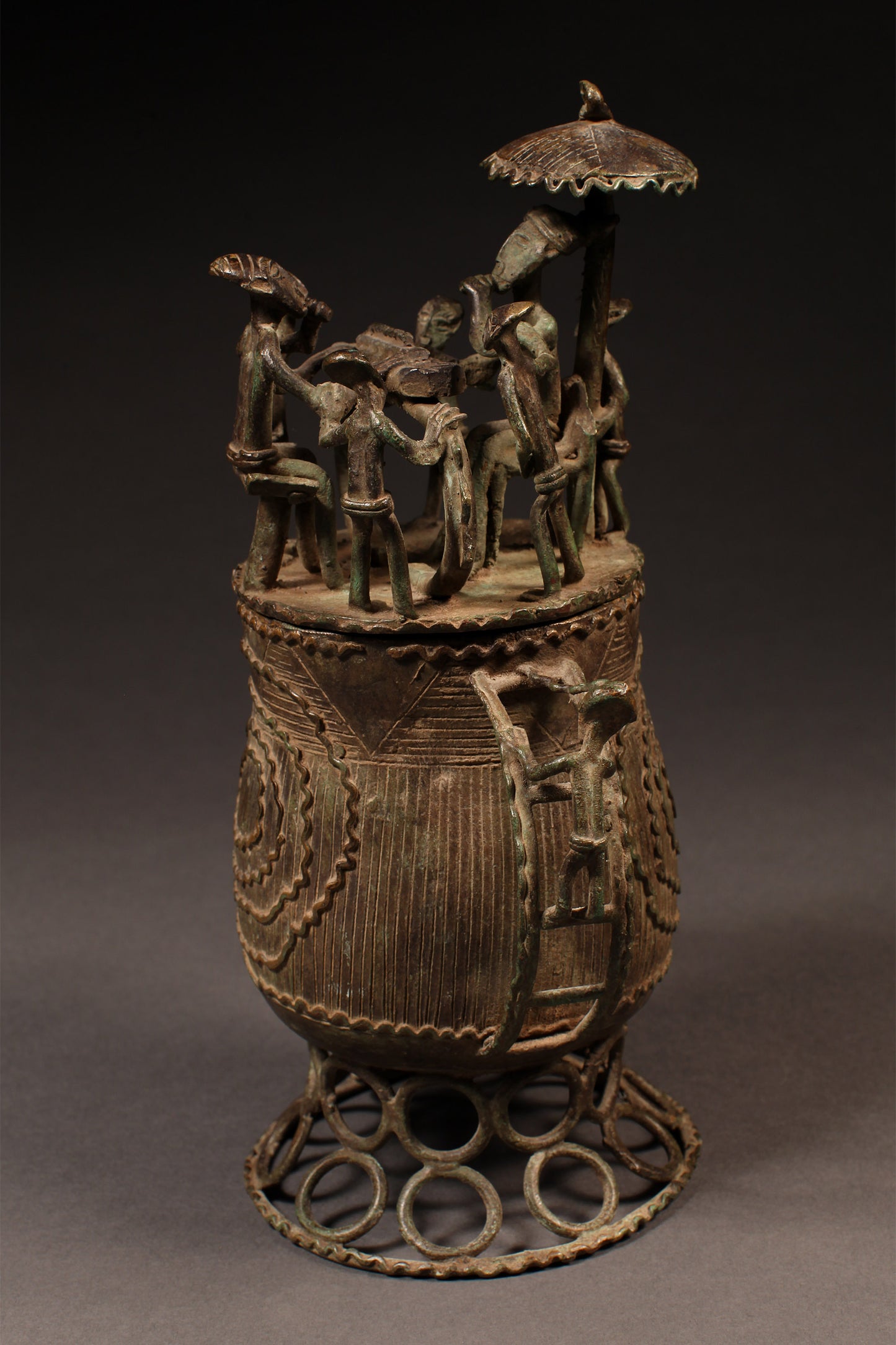 Tribal Objects; Artwork; Collection; Other African; Kuduo Lidded Vessel, Crafted Brass Cast Asante, Ashanti Tribe, Ghana, African Art