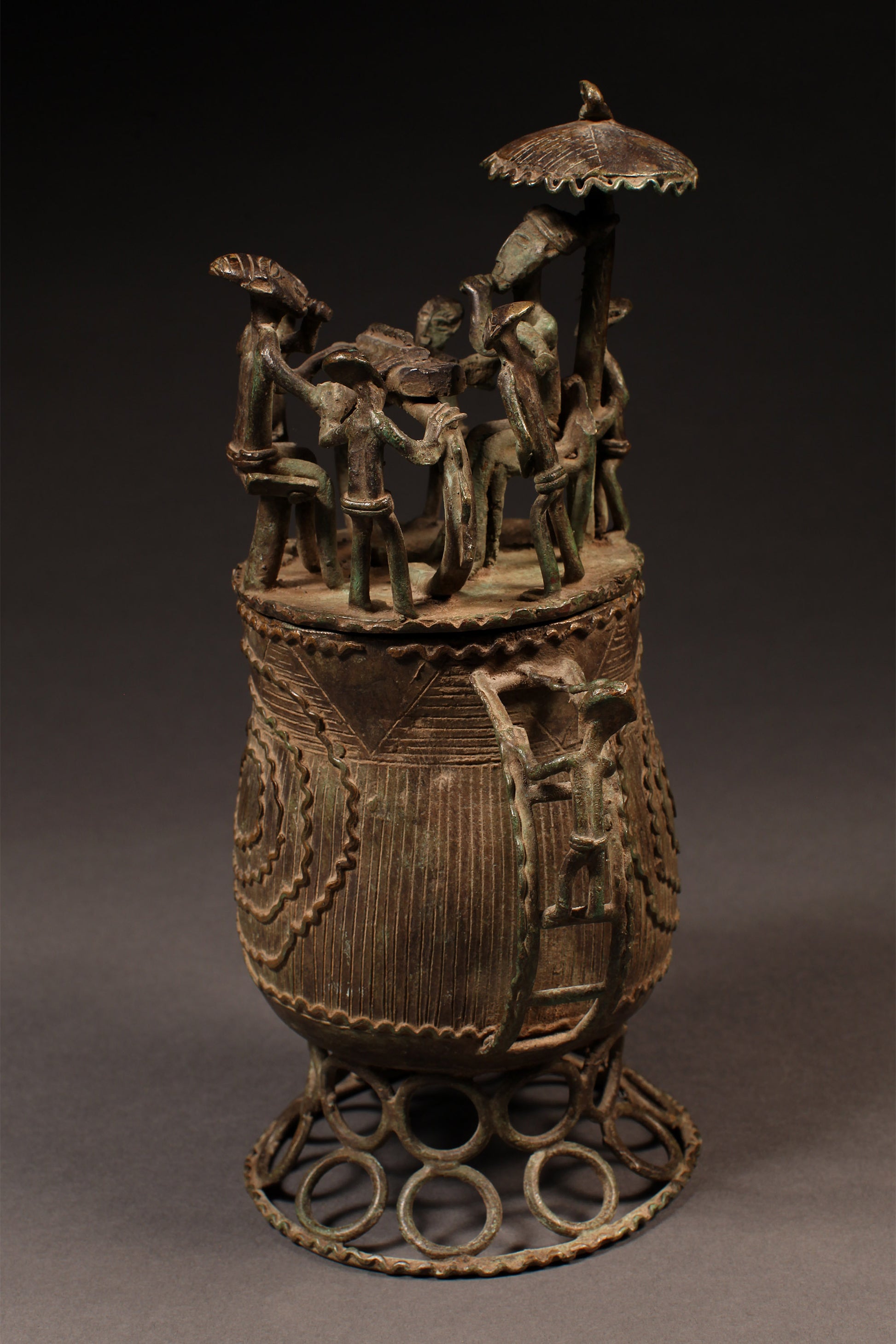 Tribal Objects; Artwork; Collection; Other African; Kuduo Lidded Vessel, Crafted Brass Cast Asante, Ashanti Tribe, Ghana, African Art
