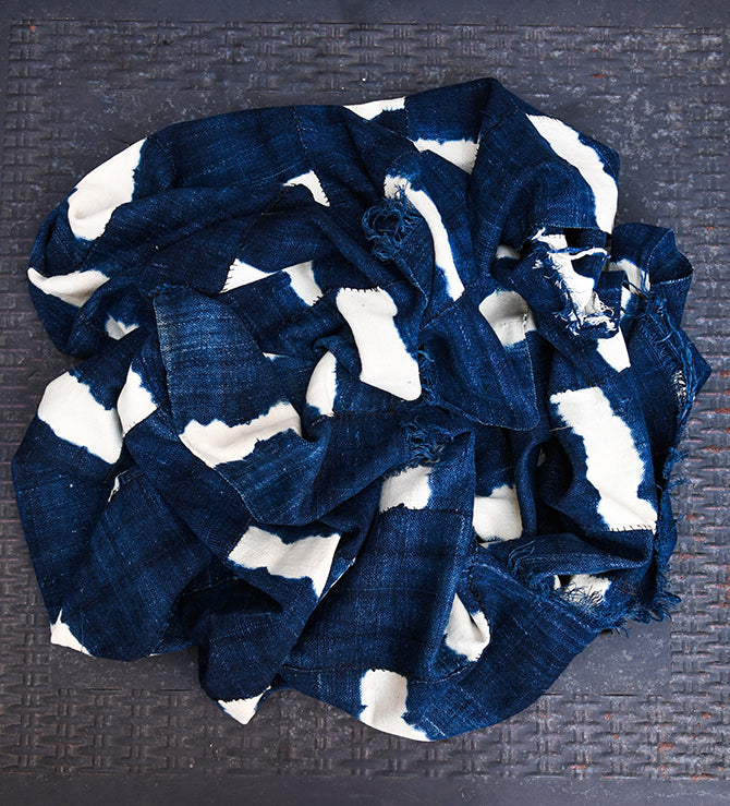 Handcrafted Art Textiles; Woven Fabrics; Other African; Indigo Based; Cotton; Traditional; Intricate Patterns; Home Decor; Hand Dyed Indigo Blue Fabric, Traditional African Cotton Textile Tie Dye, Home Decor