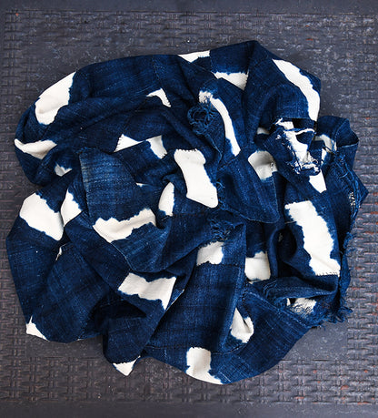 Handcrafted Art Textiles; Woven Fabrics; Other African; Indigo Based; Cotton; Traditional; Intricate Patterns; Home Decor; Hand Dyed Indigo Blue Fabric, Traditional African Cotton Textile Tie Dye, Home Decor