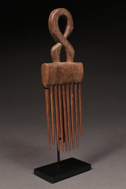 Tribal Objects - African Plural Art - African Art - Objects - Artwork - Decor - Comb with Carved Superstructure, Carved Wood, Ashanti, Ghana, African Sculpture