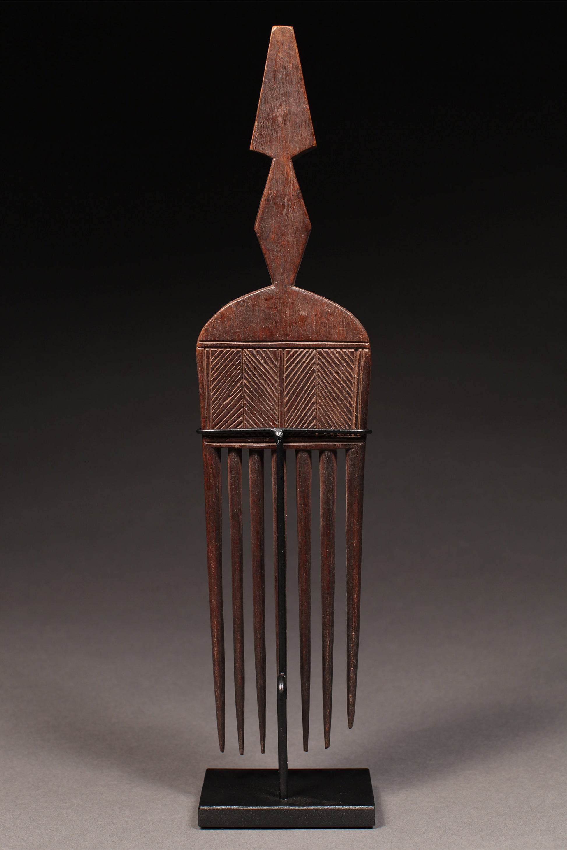 Tribal Objects; Artwork; Collection; Other African; Comb with Geometric Incisions, Carved Wood, Ashanti, Asante, Ghana, African Artifact Sculpture