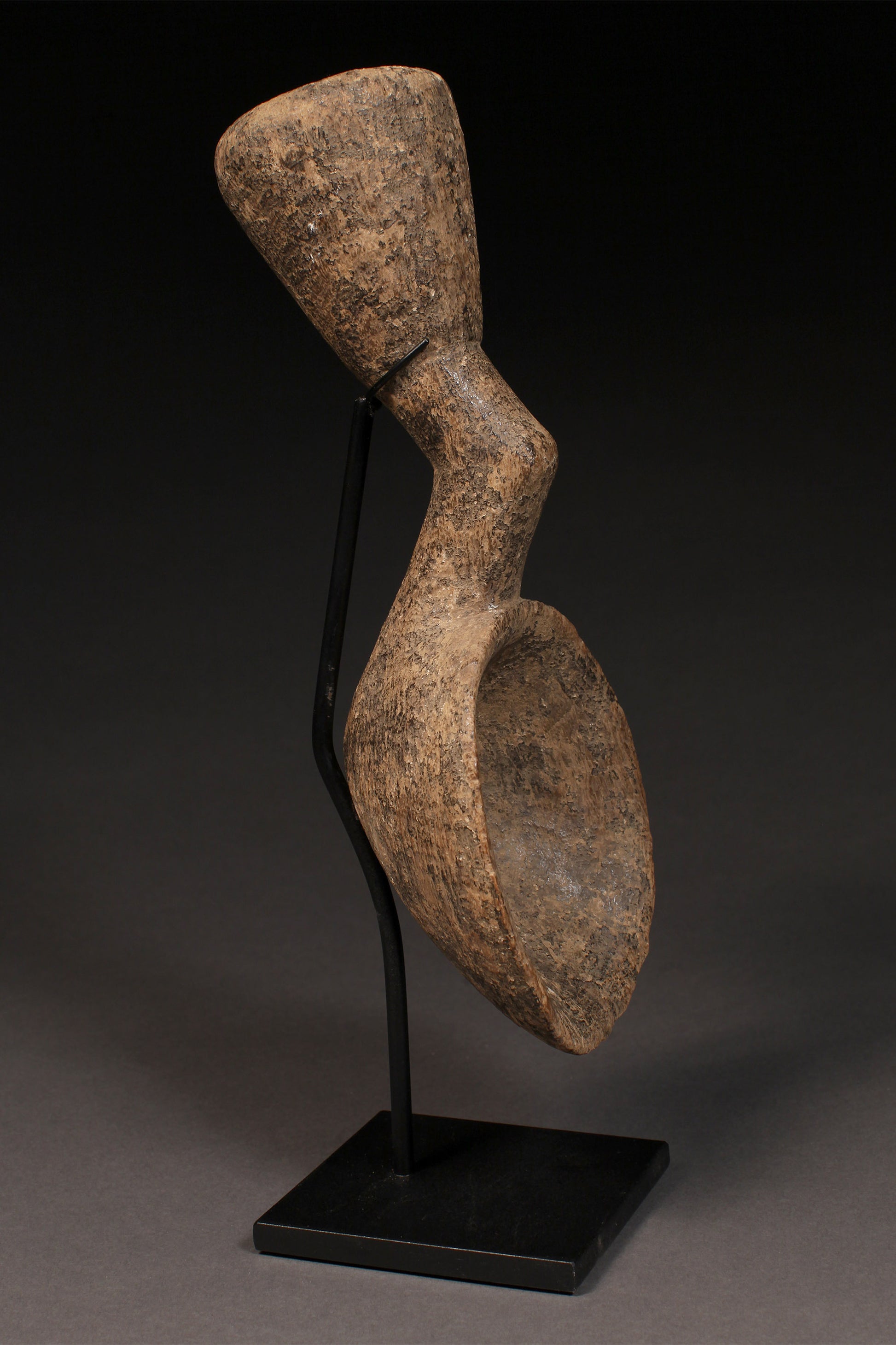 Tribal Objects; Artwork; Collection; Other African; Geometric Ceremonial Ladle Spoon, Carved Wood, Kulango Tribe, African Sculpture Object
