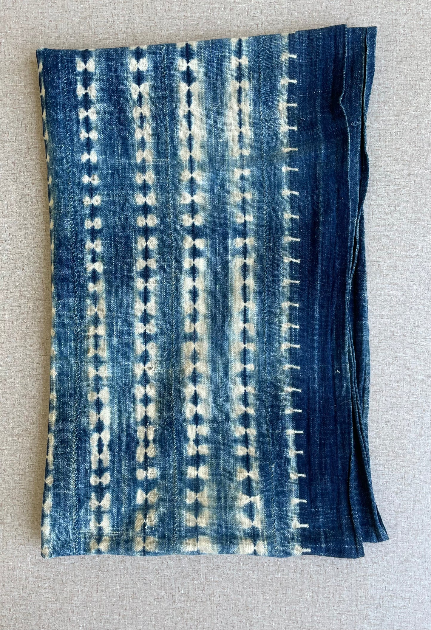 Handcrafted Textiles - Fabric - African Art - Indigo - Cotton - Used - Scarf