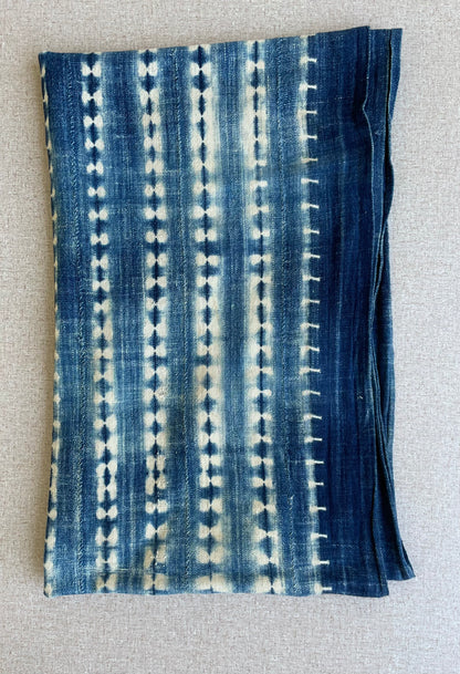 Handcrafted Textiles - Fabric - African Art - Indigo - Cotton - Used - Scarf