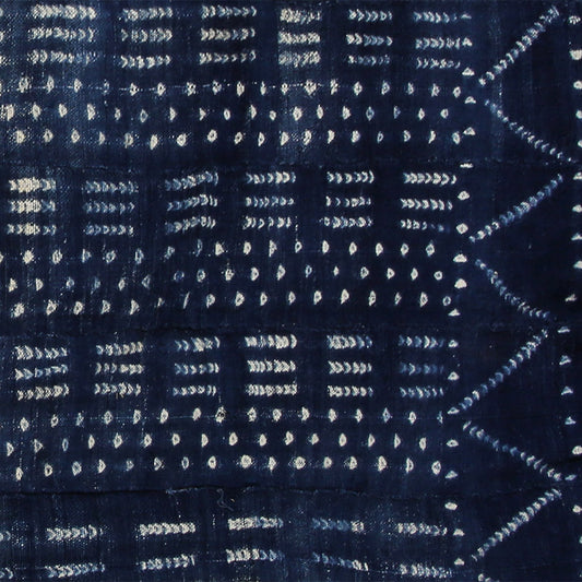 Handcrafted Textiles - African Plural Art - African Art - Textiles - Crafting Materials - Hand Spun Cotton Cloth, Resist Dyed Indigo, Vintage African Dogon Blue Pattern