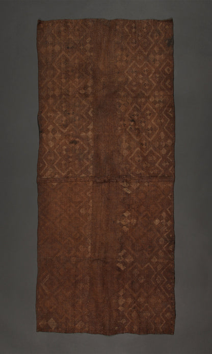 Tribal Textiles; Traditional; Collection; Other African; Kuba Shoowa Overskirt Textile, Cut-pile Embroidery, Raffia Cloth, Wall Decor, African Tapestry
