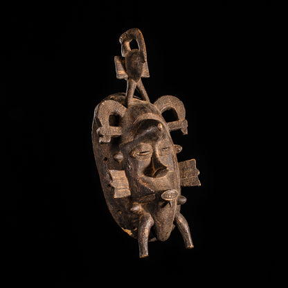 Tribal Masks; Traditional; Collection; Other African; Masks in costumes; African Kpelie Face Mask, Wood, Senufo Tribe