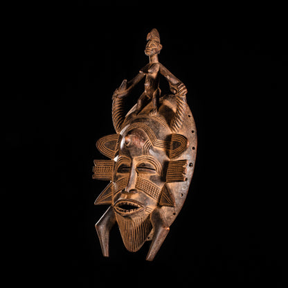 Tribal Masks; Traditional; Collection; Other African; Masks in costumes; Kpelie Face African Mask, Senufo Tribe, Wood