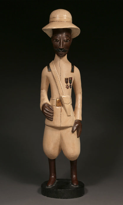 Handcrafted Sculptures and Statues;Collection; Other African; Military Officer Carved Wood Painted, Crafted Sculpture, African Artwork
