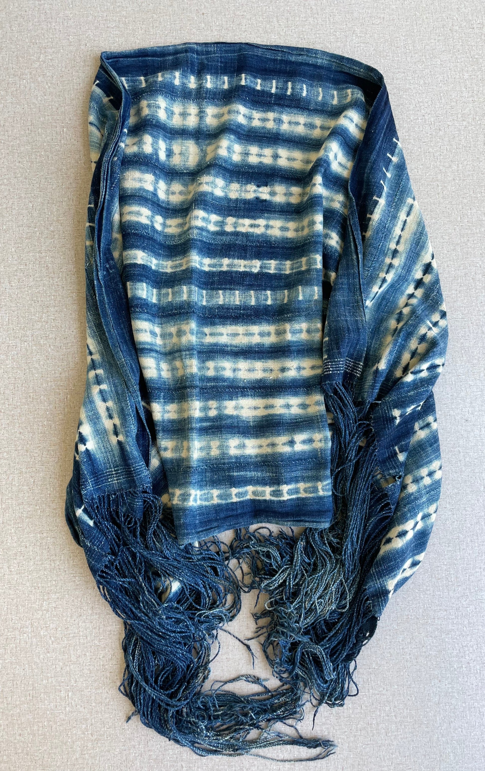 Handcrafted Textiles - Fabric - African Art - Indigo - Cotton - Used - Scarf