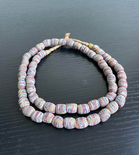 Handcrafted Trade Beads - African Plural Art - African Art - Beads - Embellishments - Trims - African Krobo Beads, Handcrafted, Vintage Glass Powder