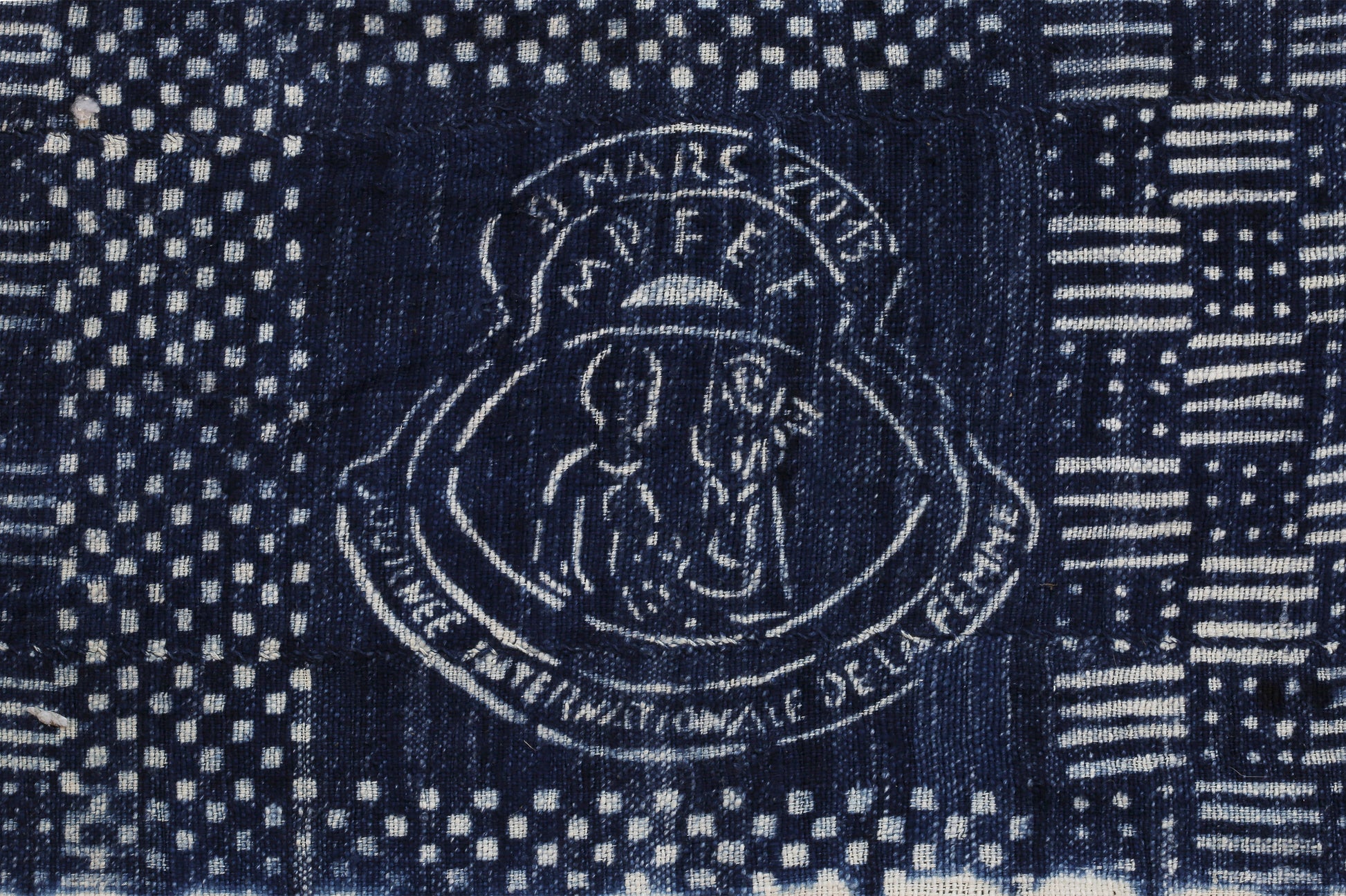 Handcrafted Textiles;Woven Fabrics Of Jute Or Of Other Textile Bast Fibers;Vintage African Woven Cotton Textile,  Indigo Fabric, Resist Dyed