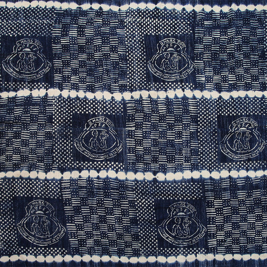 Handcrafted Textiles;Woven Fabrics Of Jute Or Of Other Textile Bast Fibers;Vintage African Woven Cotton Textile,  Indigo Fabric, Resist Dyed