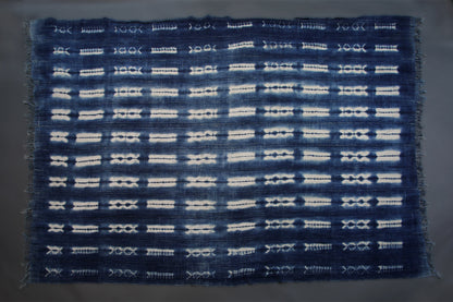 Handcrafted Textiles;Woven Fabrics Of Jute Or Of Other Textile Bast Fibers;Hand Dyed Indigo Blue White Vintage Cloth, African Cotton Fabric, Tie Dye Shibori Pattern