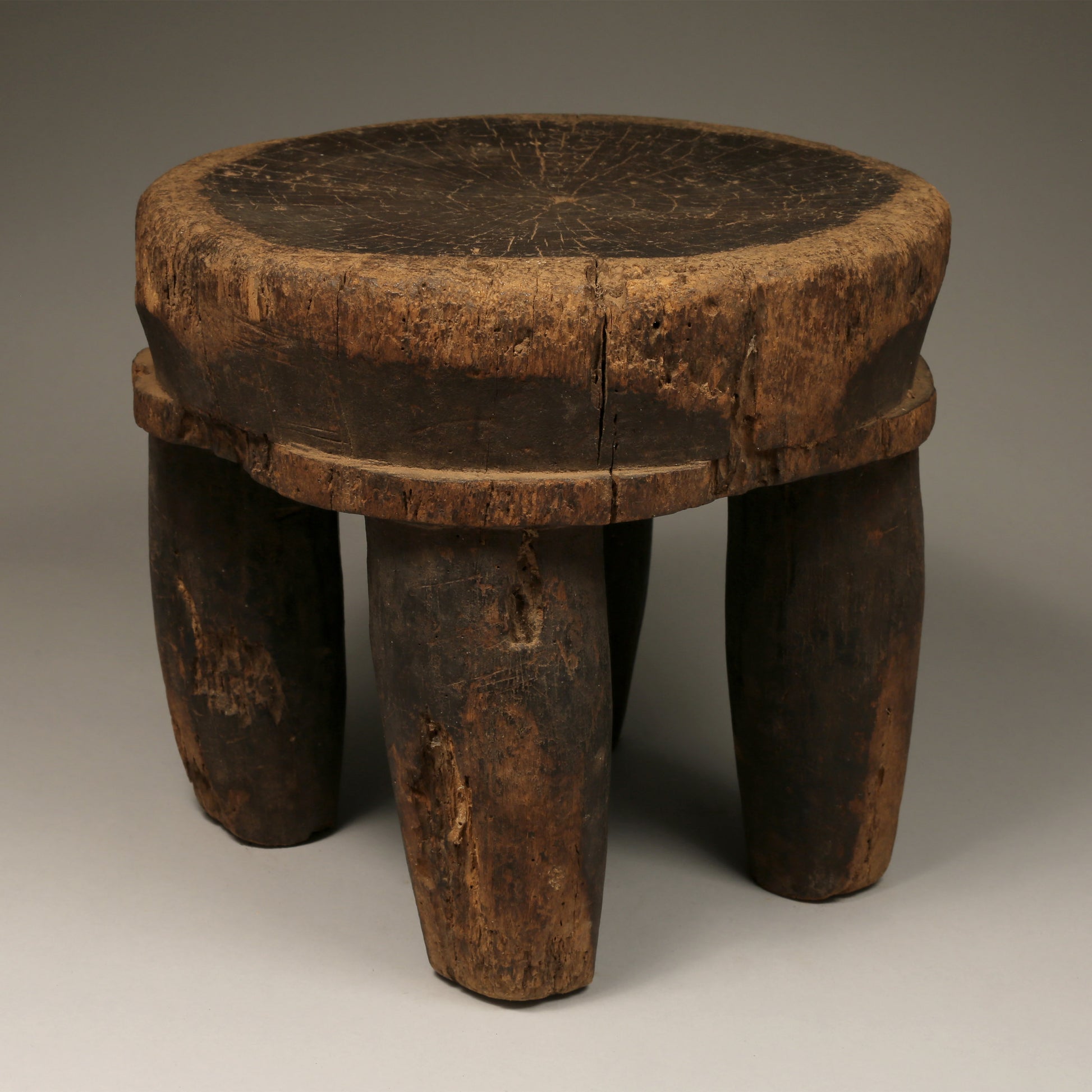 Tribal Furniture; Collection; Other African; Old African Low Stool Senufo Tribe, Ivory Coast Wood