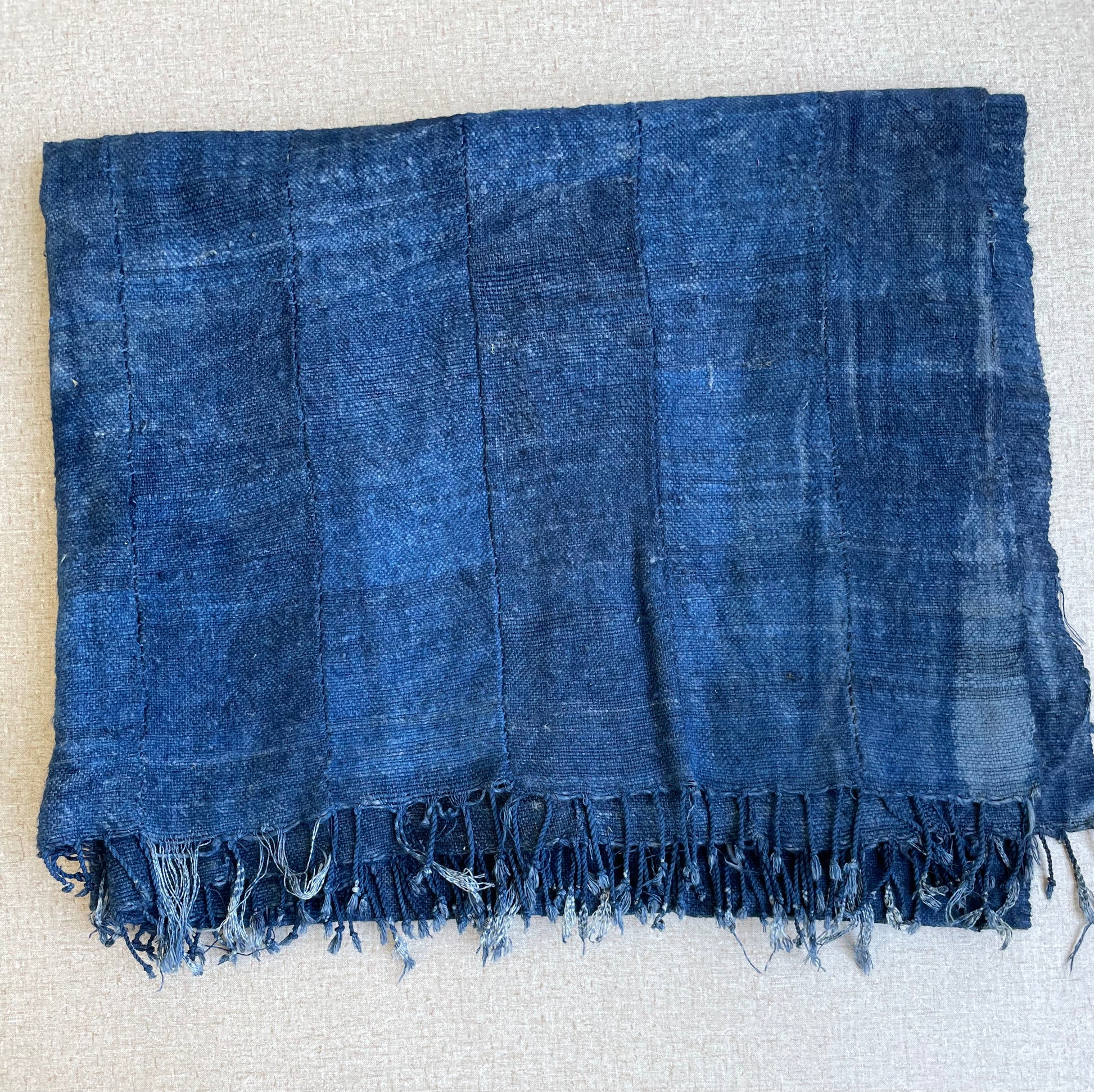 Handcrafted Art Textiles; Woven Fabrics; Other African; Indigo Based; Cotton; Traditional; Intricate Patterns; Home Decor; Indigo Solid Blue Textile Fabric, Woven Cotton, Vintage Blue Textile, West African