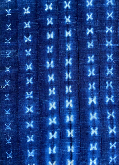 Handcrafted Art Textiles; Textiles In Art and Other African; Traditional; Vintage; Vintage African Indigo, Tie Dyed Blue Cotton Textile Scarf