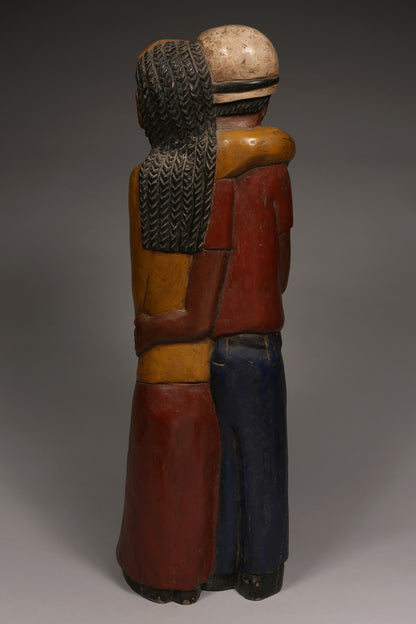 Handcrafted Sculptures and Statues;Collection; Other African; Decorative Friendship Sculpture, Handmade Painted Wooden, African Artwork