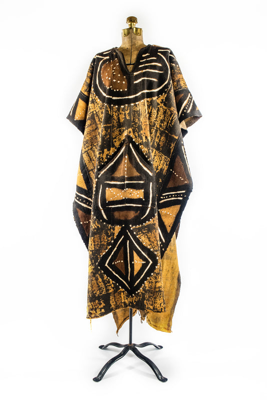 Handcrafted Art; Mudcloth Clothing; Collection; Other African; African Cotton Bogolan Textile, Mudcloth Poncho, Handcrafted, West African