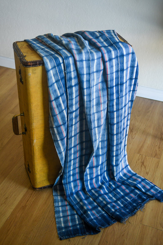 Handcrafted textiles; African Indigo Cotton Fabric, Tie Dyed Vintage Baule Crafted Textile, Home Decor
