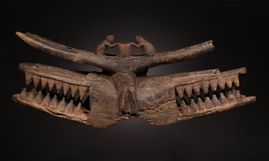 Tribal Masks;African Senufo Janus Firespitter Helmet Mask, Crafted Wood