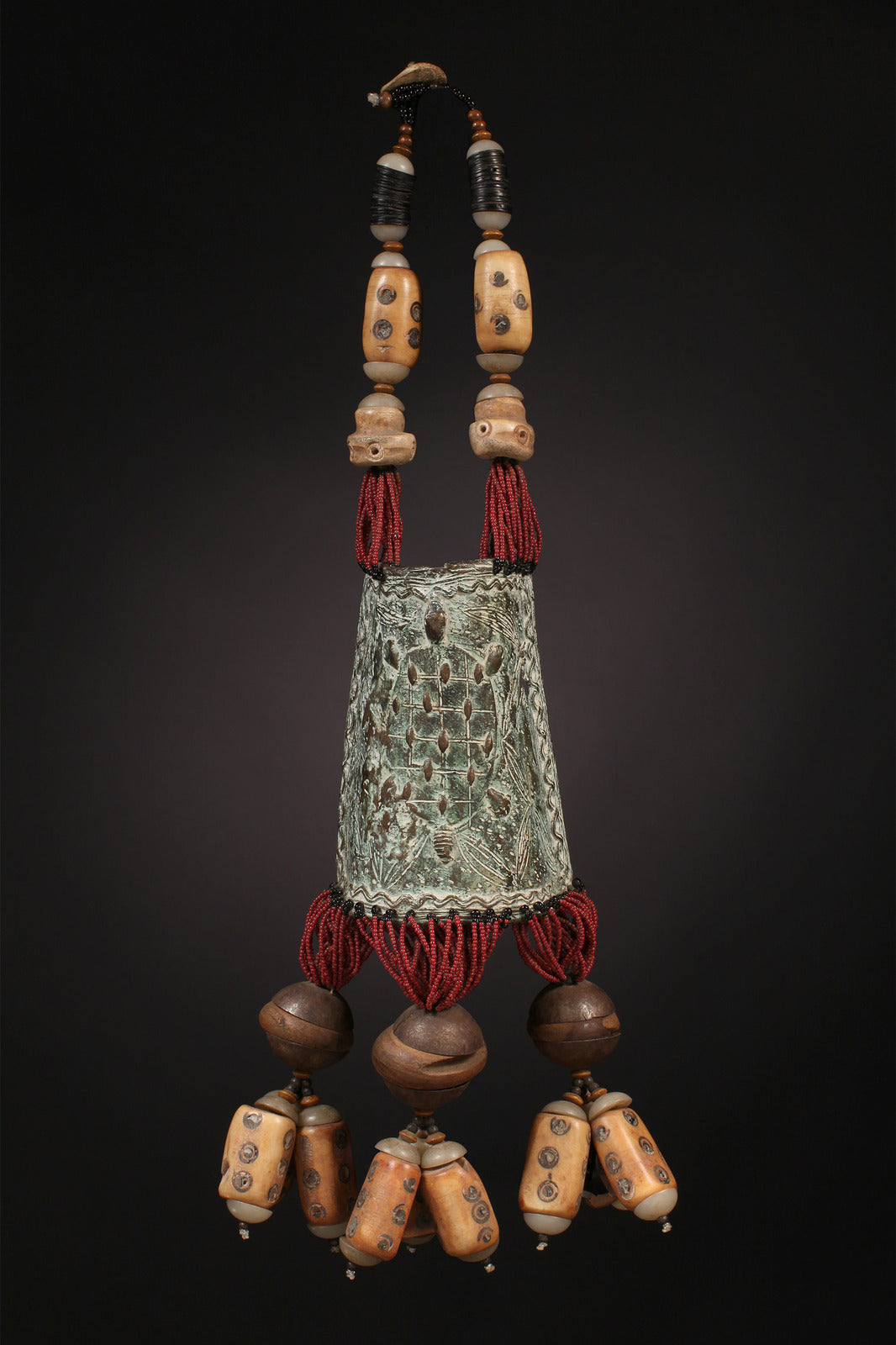 Tribal Necklaces - African Plural Art - African Art - Necklaces - Jewelry - African Tribal Bone  Beads, Bronze Necklace Pendant