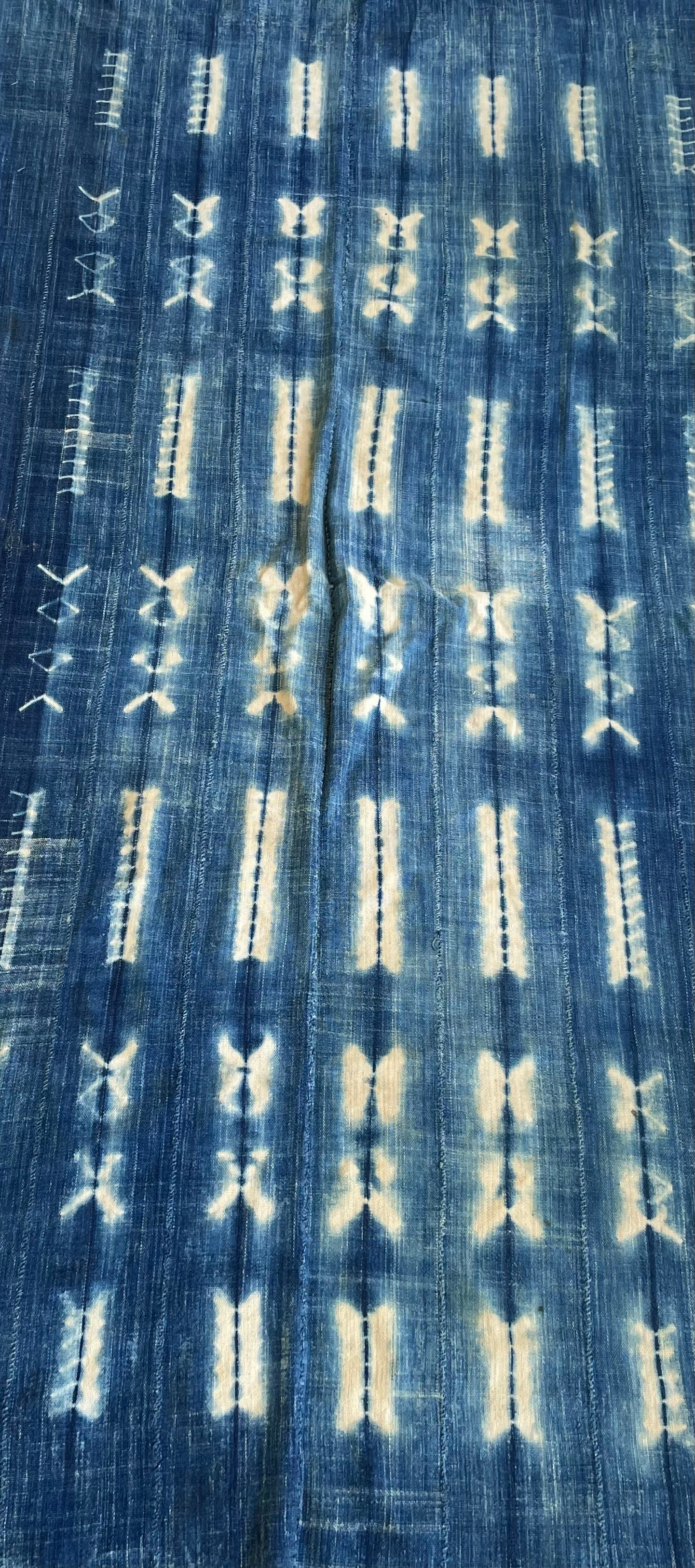 Handcrafted African Art - Scarves Shawls - Tie Dyed  Indigo - Faded Blue - Vintage - Textiles Fabric