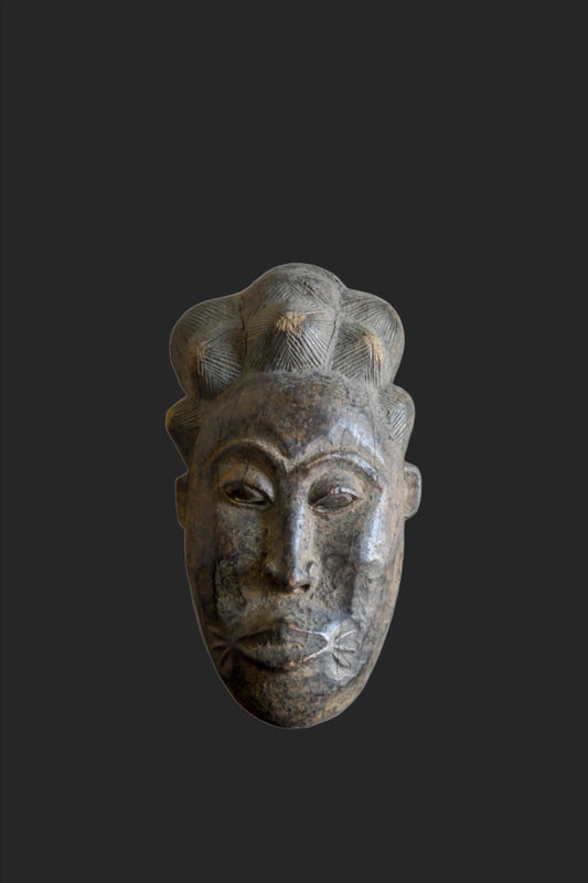 Tribal Masks;Baule Portrait Mask, Carved Wooden, Traditional African Mask