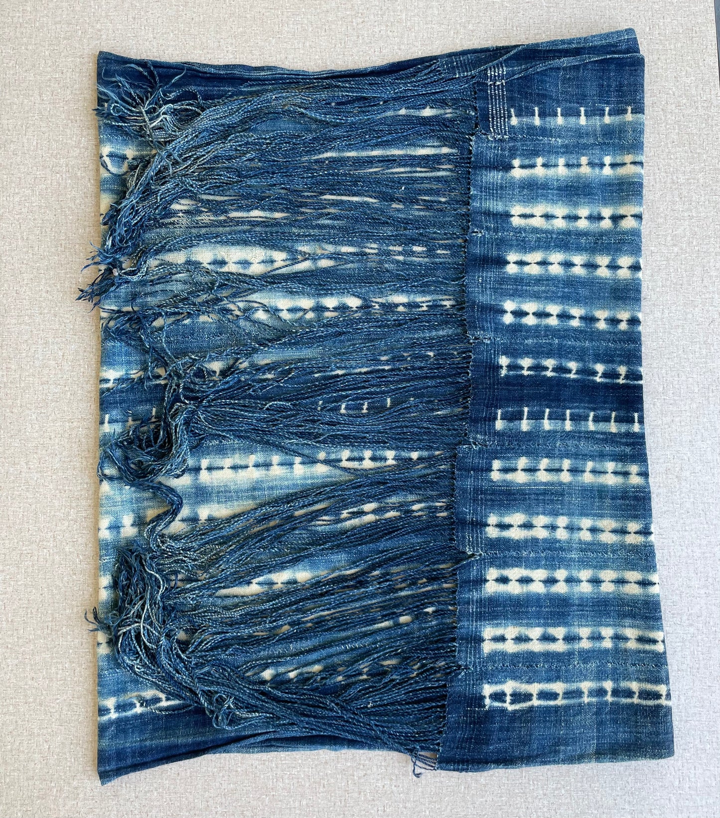 Handcrafted Textiles - Fabric - African Art - Indigo - Cotton - Used - Scarf
