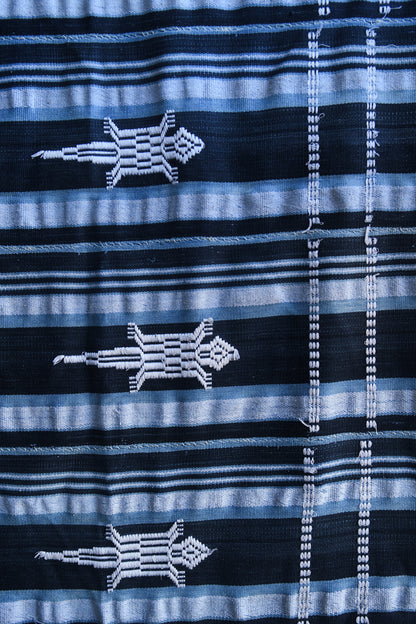 Handcrafted Art Textiles; Woven Fabrics; Other African; Indigo Based; Cotton; Traditional; Intricate Patterns; Home Decor; Hand Dyed  African Indigo, Stripe Woven Embroidered Fabric, Blue White Cotton Mudcloth, Home Decor Tapestry