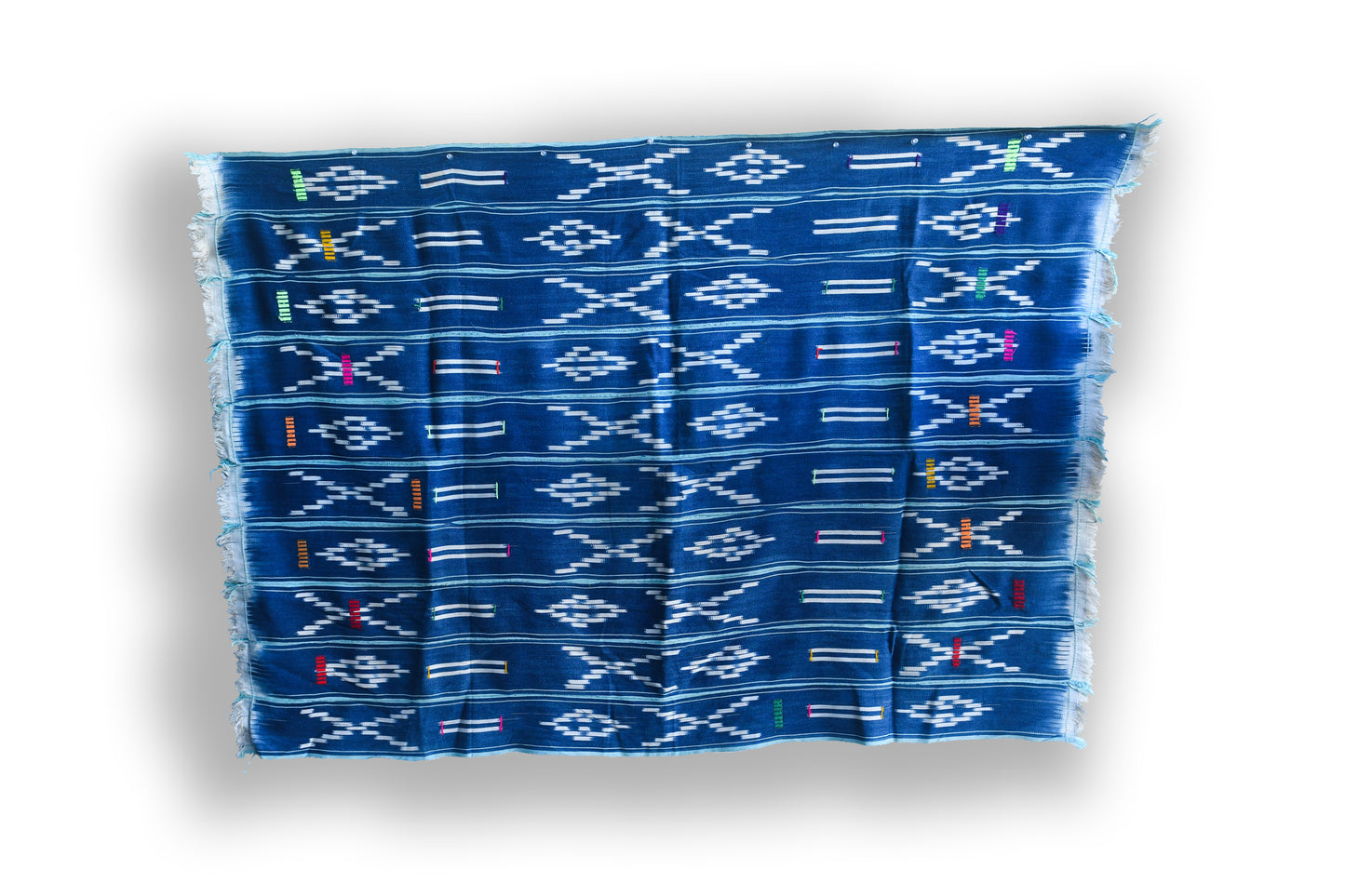 Handcrafted Textiles - African Art - Woven Cotton - Used - Home Decor - African Plural Art - Baule Ikat  Fabric, African Indigo Cotton Textile