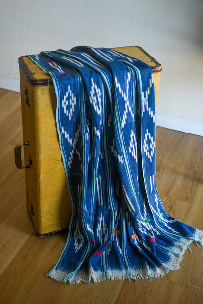 Handcrafted Textiles - African Art - Woven Cotton - Used - Home Decor - African Plural Art - Baule Ikat  Fabric, African Indigo Cotton Textile