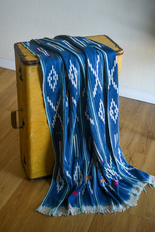 Handcrafted Textiles - African Art - Woven Cotton - Used - Home Decor - African Plural Art - Baule Ikat  Fabric, African Indigo Cotton Textile