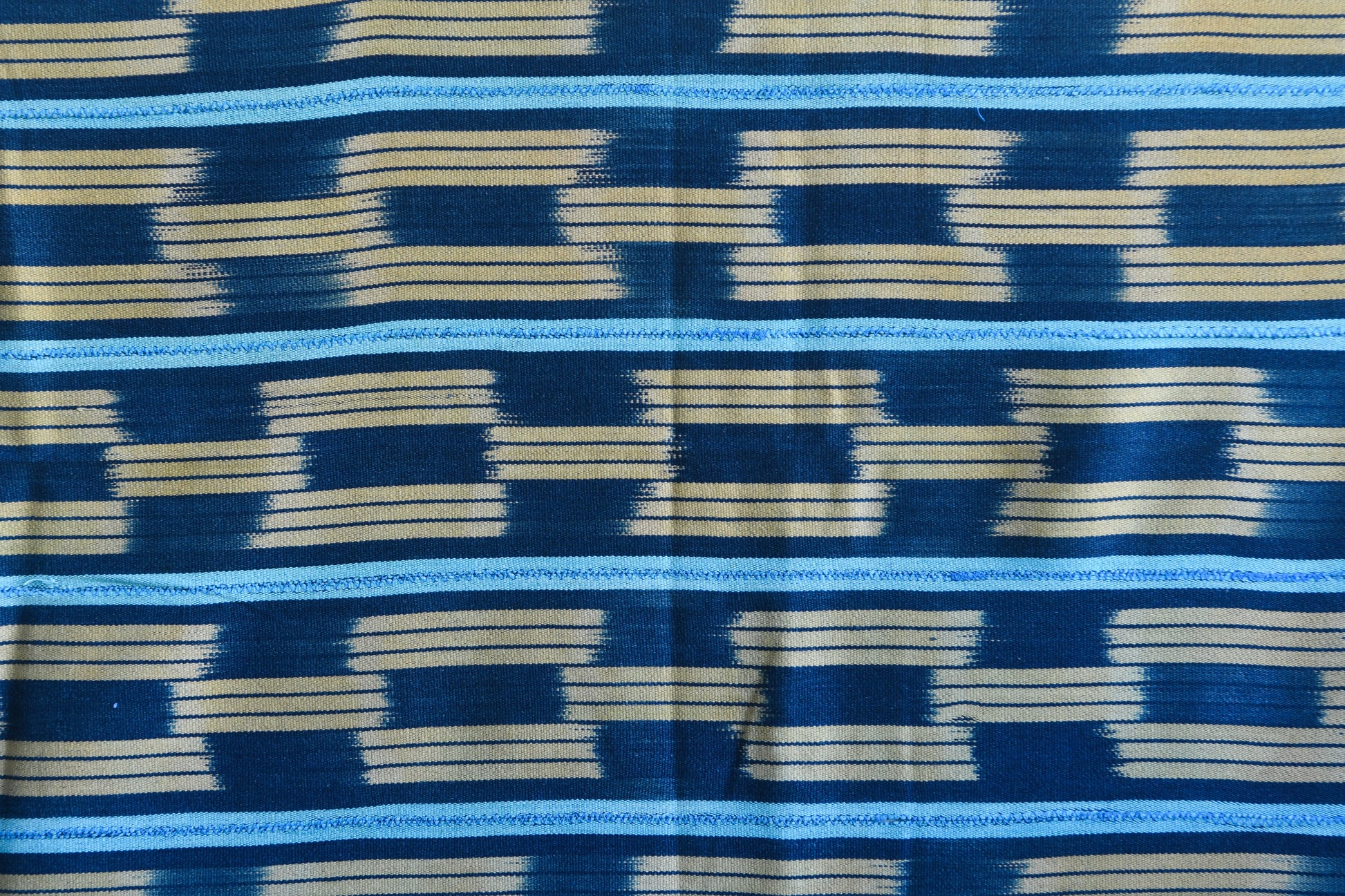 Handcrafted Art Textiles; Woven Fabrics; Other African; Indigo Based; Cotton; Traditional; Intricate Patterns; Home Decor; Indigo Tie Dyed Ikat Fabric,  Vintage African Baule Cotton Textile
