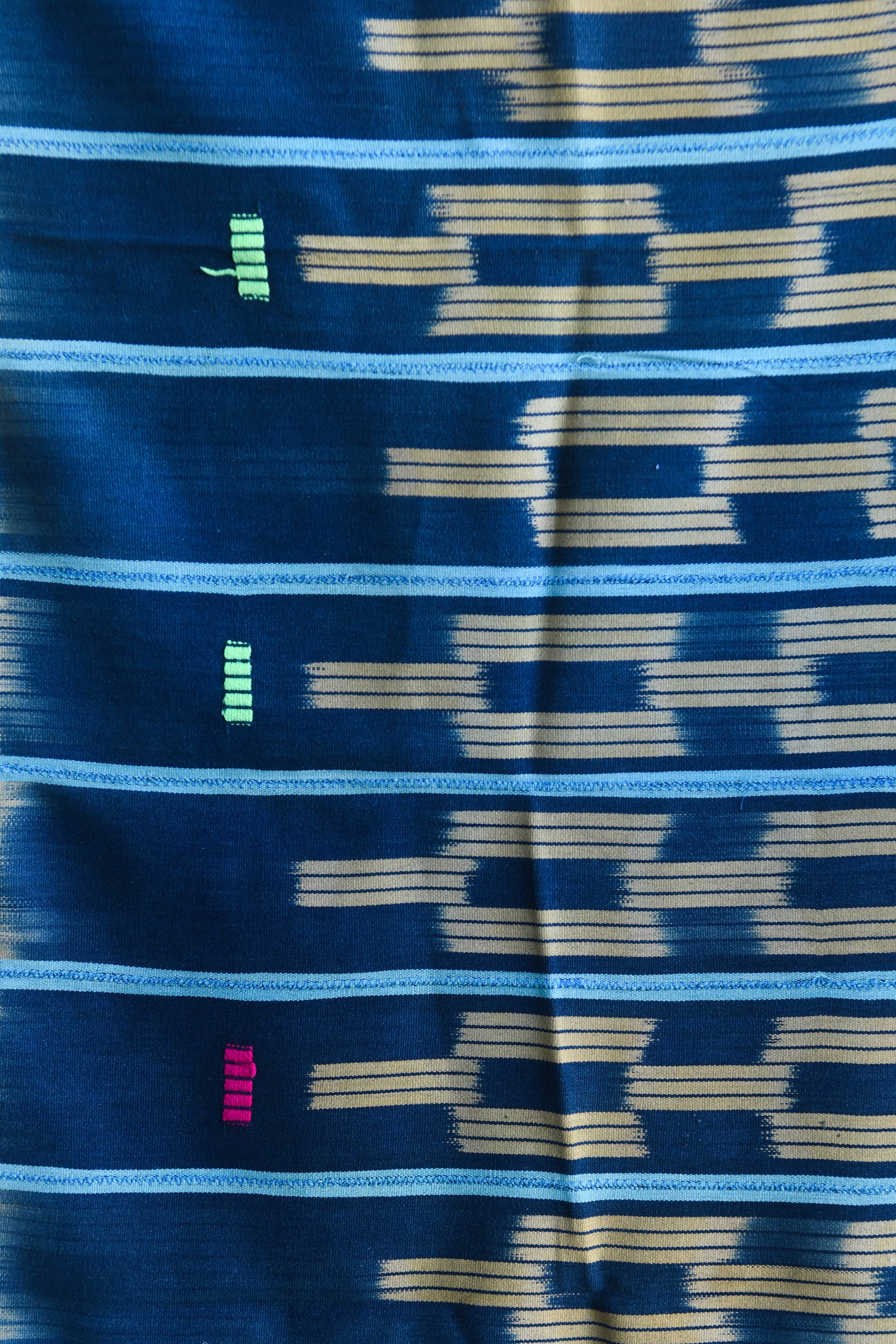 Handcrafted Art Textiles; Woven Fabrics; Other African; Indigo Based; Cotton; Traditional; Intricate Patterns; Home Decor; Indigo Tie Dyed Ikat Fabric,  Vintage African Baule Cotton Textile