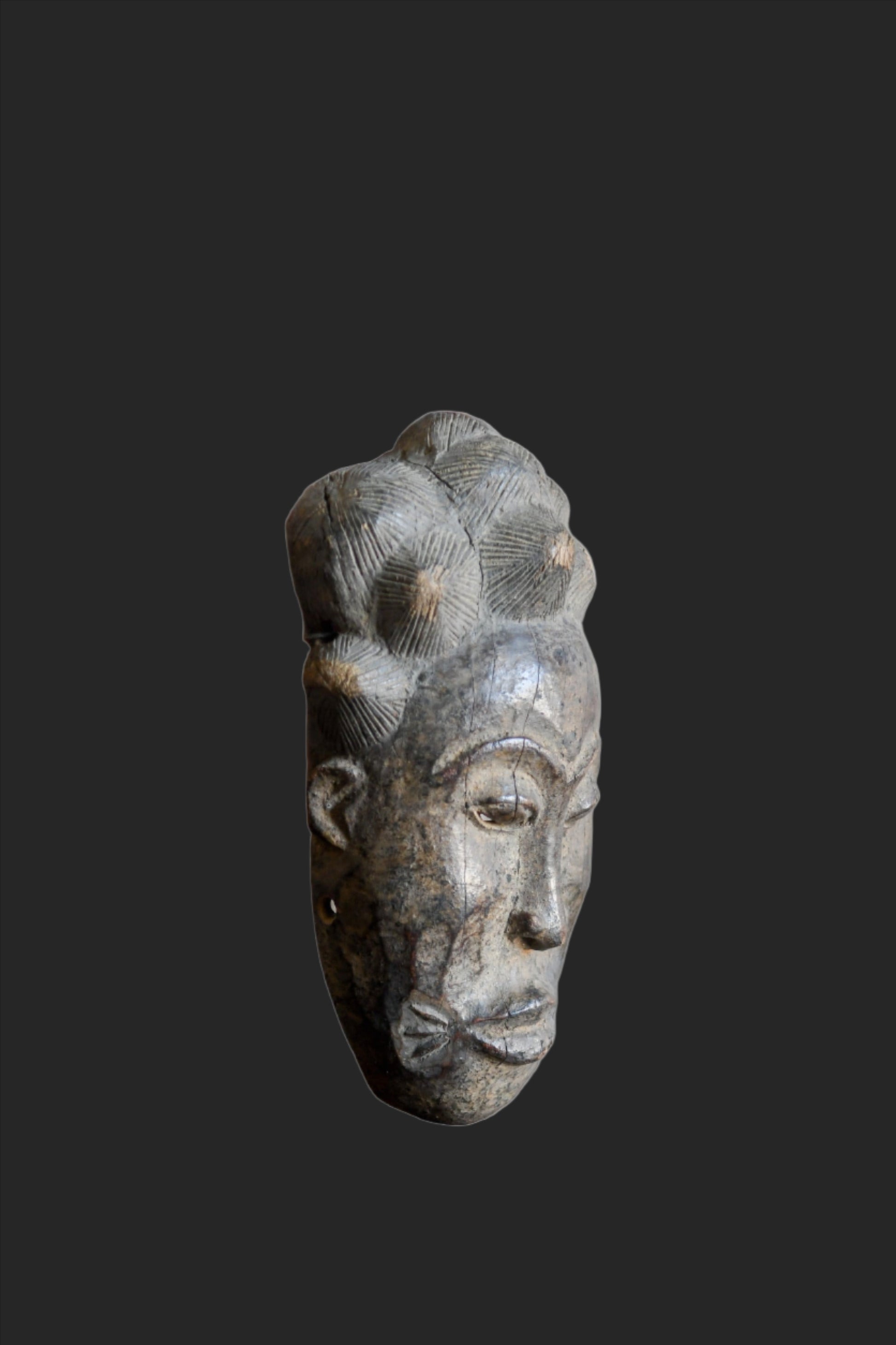 Tribal Masks; Traditional; Collection; Other African; Masks in costumes; Baule Portrait Mask, Carved Wooden, Traditional African Mask