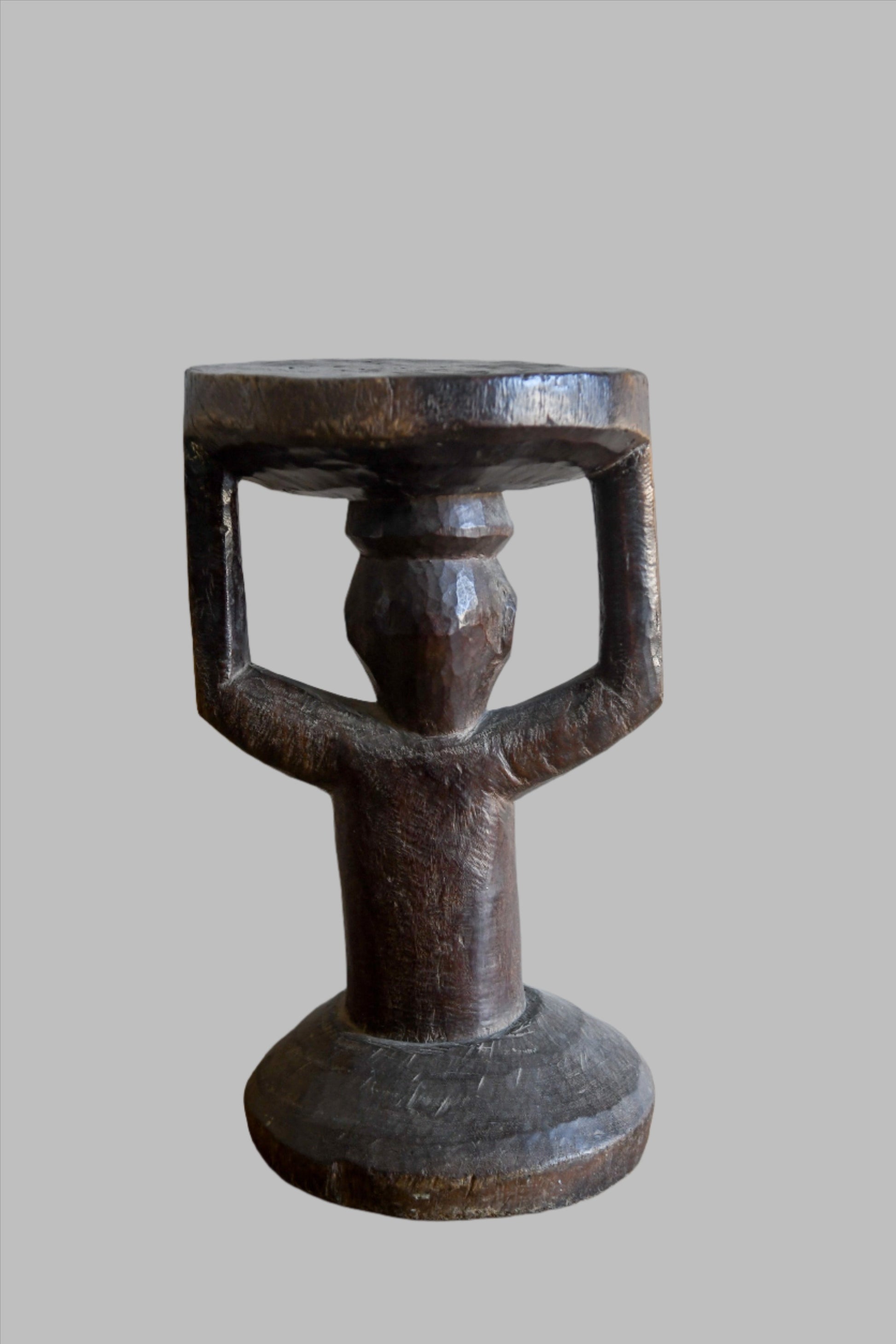 Tribal Furniture; Collection; Other African;Yoruba Caryatid African Stool, Carved Wood Furniture