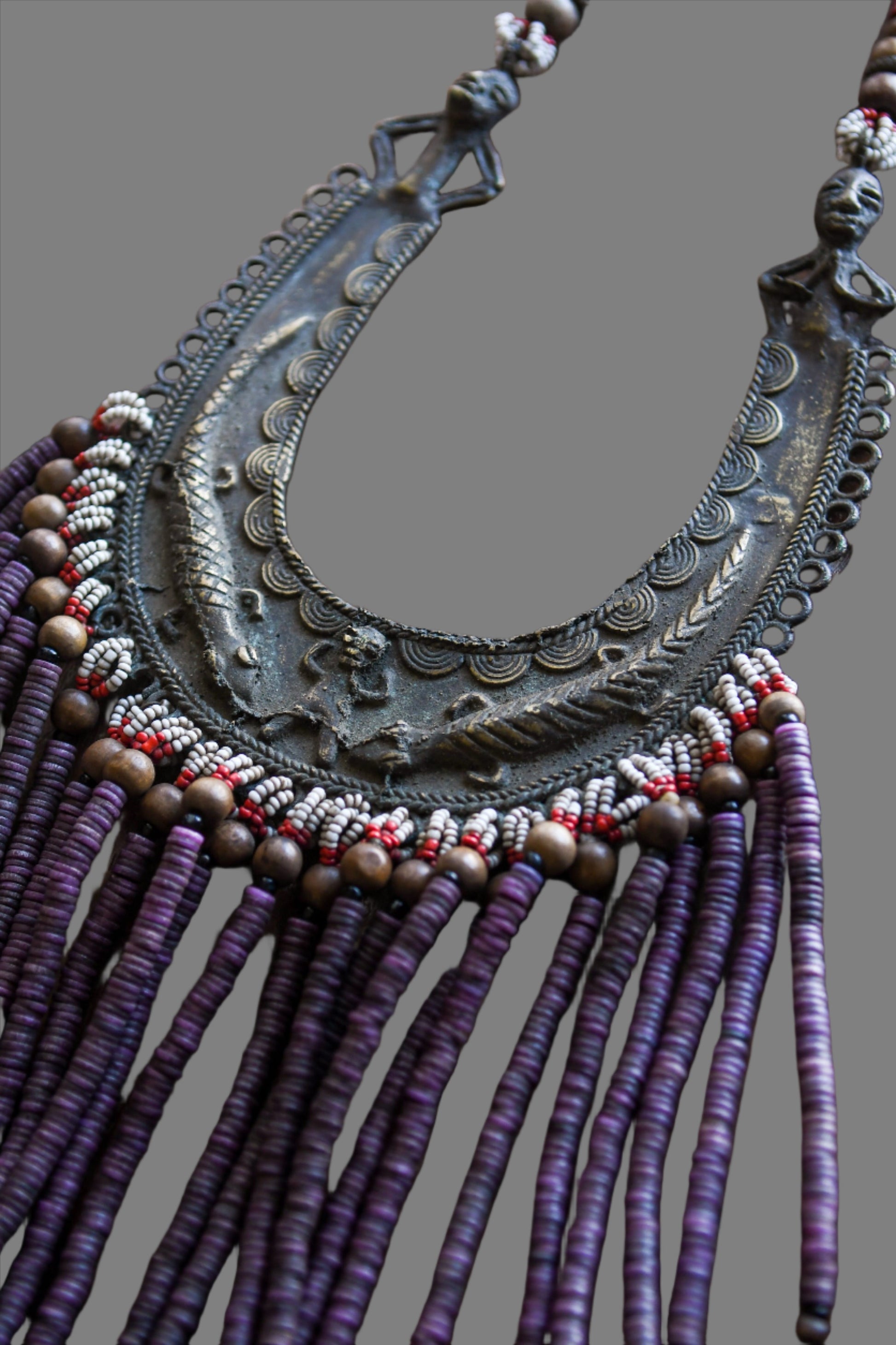 Tribal Necklaces - African Plural Art - African Art - Necklaces - Jewelry - Tribal Silver Coins African Beaded Necklace