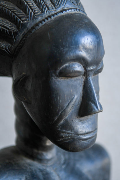 Tribal Art Sculpture; Original sculpture, Wood material; Used;Traditional; Folk Art; Other African ; Collectors' Pieces and Antiques; Ethnographic Pieces; Artwork Decor; Ashanti Seated Maternity Figure, Carved Wood, African Sculpture