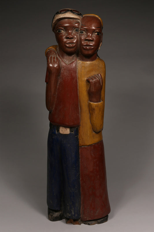 Handcrafted Sculptures ; Decorative Friendship Sculpture, Handmade Painted Wooden, African Artwork