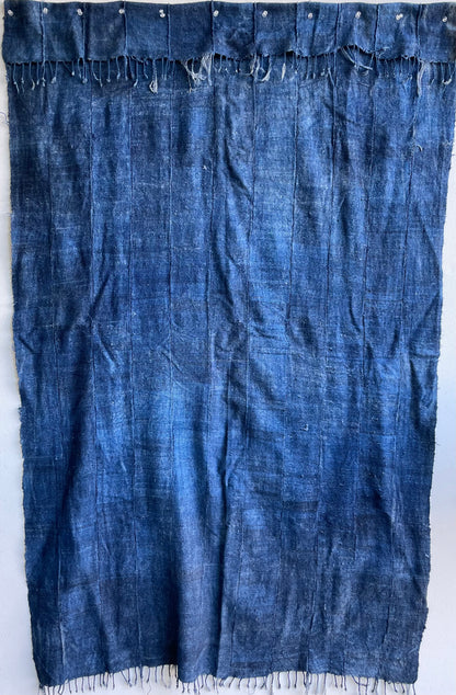 Handcrafted Art Textiles; Woven Fabrics; Other African; Indigo Based; Cotton; Traditional; Intricate Patterns; Home Decor; Indigo Solid Blue Textile Fabric, Woven Cotton, Vintage Blue Textile, West African