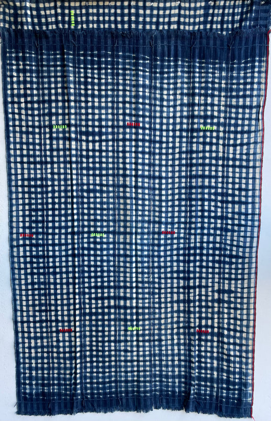 Handcrafted Art Textiles; Woven Fabrics; Other African; Indigo Based; Cotton; Traditional; Intricate Patterns; Home Decor; African Vintage Baule Indigo, Blue Striped Cotton Textile Fabric, Home Decor Upholstery