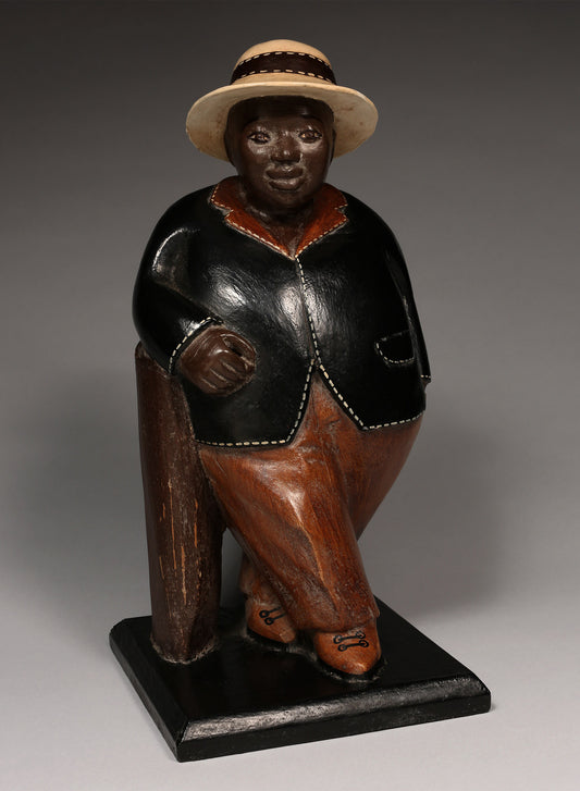 Handcrafted Sculptures and Statues;Collection; Other African; Gentleman Sculpture, Carved Painted Wood, African Decor