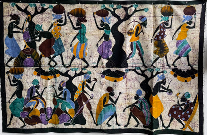 Handcrafted textiles; Hand Painted African Cotton Cloth, Resist Dyed Batik, Wall Decor