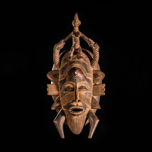 Tribal Masks; Traditional; Collection; Other African; Masks in costumes; Kpelie Face African Mask, Senufo Tribe, Wood