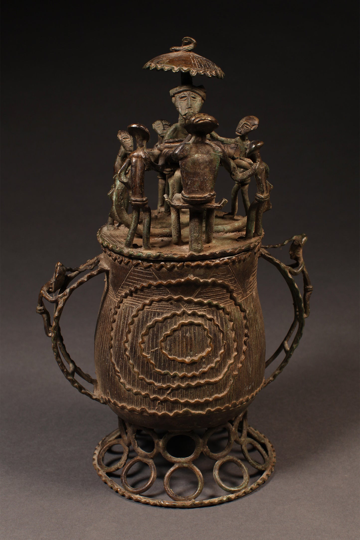 Tribal Objects; Artwork; Collection; Other African; Kuduo Lidded Vessel, Crafted Brass Cast Asante, Ashanti Tribe, Ghana, African Art