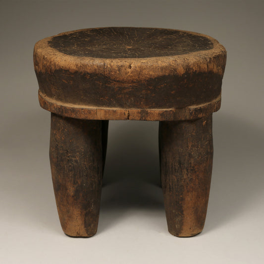 Tribal furniture; Old African Low Stool Senufo Tribe, Ivory Coast Wood