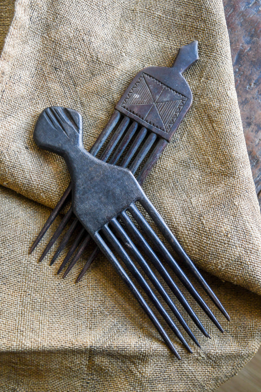 Tribal Objects - African Plural Art - African Art - Objects - Artwork - Decor - Pair of Ashanti Combs, Carved Wood, African, Tribal Art Object
