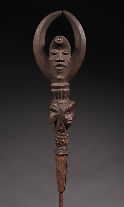 Tribal Objects; Artwork; Collection; Other African; Prestige Object Depicting Masks, Carved Wood, Iron, Dan Tribe, African Art
